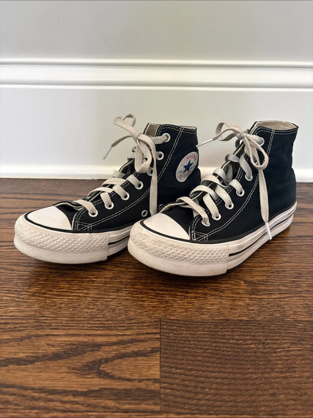 Converse Black and White High Top Kids Sneakers size 3.5